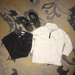 Boys Outfit: J. Crew Corduroys, 1/4 Zip & Boots